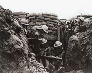 Lancashire Fusiliers in a front line trench  France  January 1917.