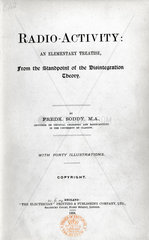The title page from ‘Radio-Activity: An Elementary Treatise’  1904.