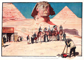Tourists being photographed in front of the Sphinx  Egypt  1901.