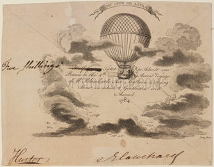 Ticket to Blanchard’s balloon ascent  16 October 1784.
