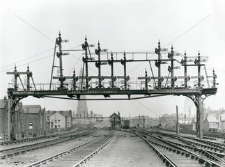 Signalling at Central station  Blackpool  c 1921.