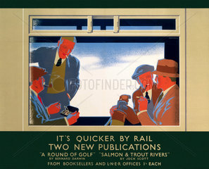 ‘It's Quicker by Rail - Two New Publications'  LNER poster  1923-1947.