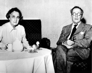 Erwin Schrodinger  Austrian physicist  and his wife having breakfast  1956.