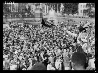Crowds at a meeting in Trafalgar Square  1935.