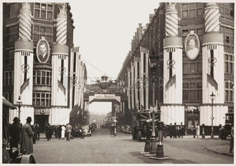 Coronation decorations  King Street  Birmingham  1937.