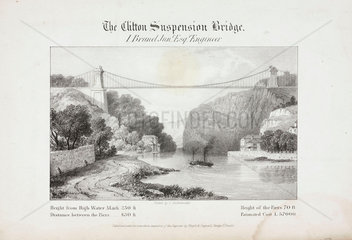 ‘The Clifton Suspension Bridge’  Bristol  1830s.