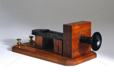 Early telephone by Alexander Graham Bell  1877.