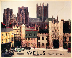 Wells  Somerset  BR (WR) poster  c 1950s.