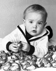 Child with Creme Eggs  Easter  1980.