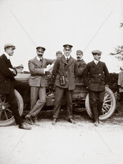 C S Rolls (left) with fellow racing drivers Mayhew  Jarrott and Edge  c 1902-1903.