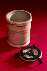 Stoneware patent leech jar  late 19th century.