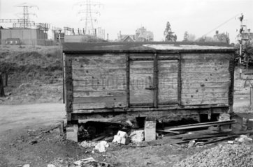 Box van on brick pillars  1972.