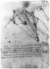 Designs for a flying machine  Leonardo da Vinci’s notebook  1470-1520..