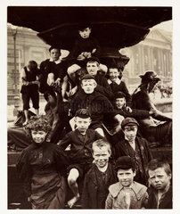 Group of children in front of the Steble fountain  Liverpool  c 1905.