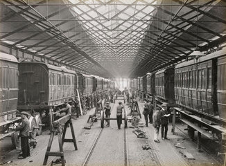 Carriage manufacture at Doncaster works  South Yorkshire  c 1916.