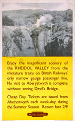 'Rheidol Valley - Devil's Bridge'  BR (WR) poster  1960.