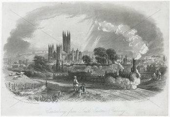 'Canterbury from South Eastern Railway'  Kent  1846.