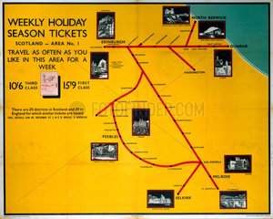 'Weekly Holiday Season Tickets - Scotland'  LNER poster  1923-1947.