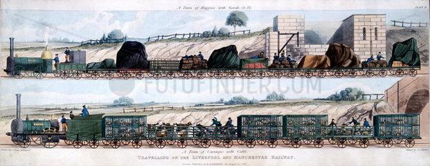 ‘Travelling on the Liverpool & Manchester Railway’  1833.