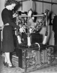 Demonstrating the latest x-ray equipment  7 December 1938.