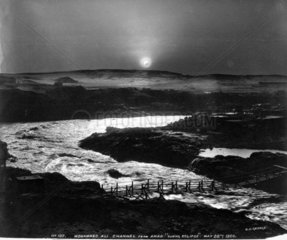 Eclipse of the sun over the old Aswan Dam  Egypt  28 May  1900.
