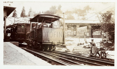 Funicular train at Rigi-First Station  Switzerland  c 1912.