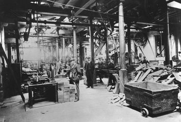 Interior of blockmill at H M Dockyard  Portsmouth  c 1900.