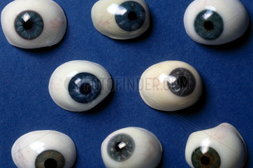 Collection of glass artificial eyes  French  19th century.