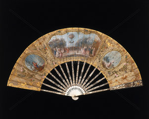 A ballooning scene on a fan  c 1783.