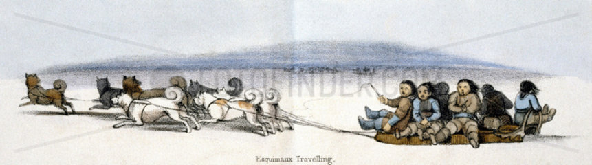 'Eskimos Travelling'  c 1845.