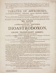 Handbill advertising Mr Lloyd’s astronomical lectures  1820-1850.