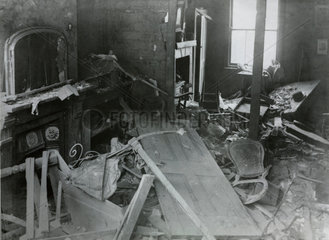 Bomb damage at St Leonards  Poplar  1916.
