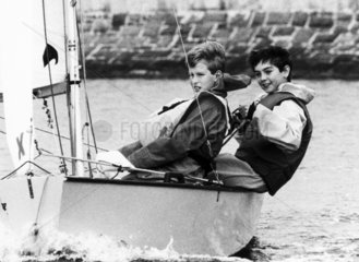 Peter Phillips sailing with Chri Kameen  October 1988.