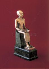 Statuette of Imhotep seated  Egyptian  c 600-501 BC.