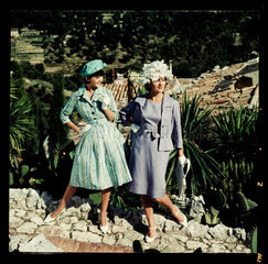 Two women wearing hats  1960s.