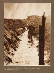 A flooded trench  c 1917.