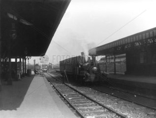 Tank locomotive at Newport station  c 1906.