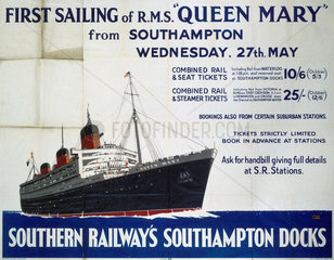 'First Sailing of RMS 'Queen Mary'   SR poster  1936.