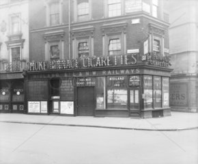 Railway office on Cranbourn Street  London  1921.