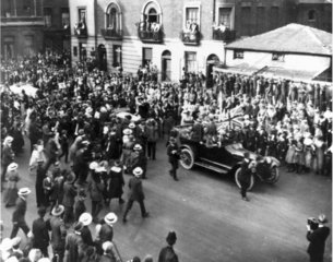 Alcock and Brown leaving Euston  London  1919.