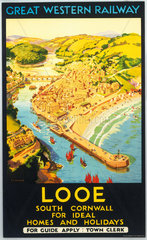 Looe  South Cornwall  for Ideal Homes and Holidays'  GWR Poster  1930.