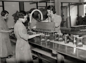 Female factory workers at Keating's Mills insecticide factory  28 June 1934.