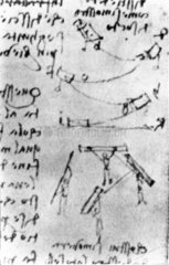 Diagram of gliding surfaces  from Leonardo da Vinci’s notebooks  c 1500.
