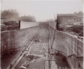 Construction of the Rotherhithe Tunnel  London  1906.
