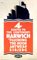 ‘Four Routes to the Continent’  LNER poster  1923-1947.
