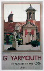 'Great Yarmouth - It's Quicker By Rail’  LNER poster  1923-1947.