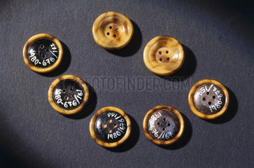 Celluloid-covered steel buttons  early 20th century.
