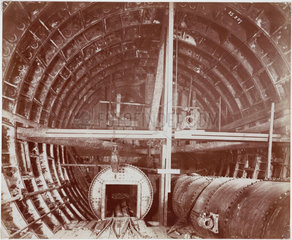 Construction of the Rotherhithe Tunnel  London  1907.