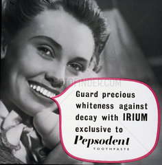 Pepsodent toothpaste advertisement  mid 20th century.