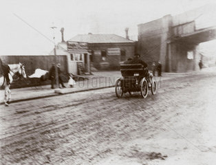 C S Rolls driving his Peugeot during the Commemoration Run  1901.